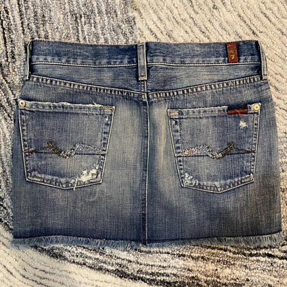 7 FOR ALL MANKIND Denim Jean Skirt Bootcut Size 26 - Picture 2 of 5
